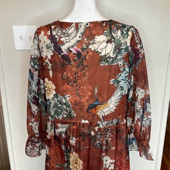Anthropologie Hemant & Nandita Zeri Tiered Floral Ruffle Dress Size 10 - Picture 12 of 15